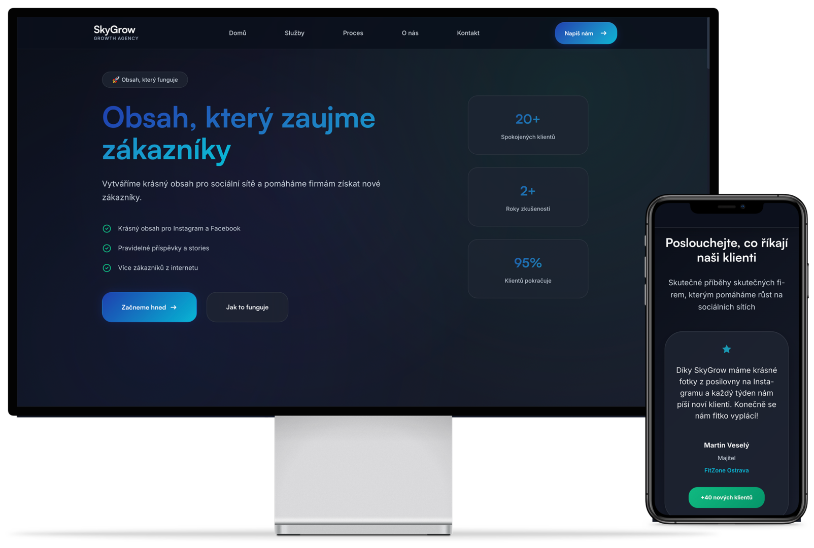 SkyGrow - Desktop a mobilní verze